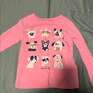 Carter's Pink Long Sleeve Tee with Cartoon Dog Print